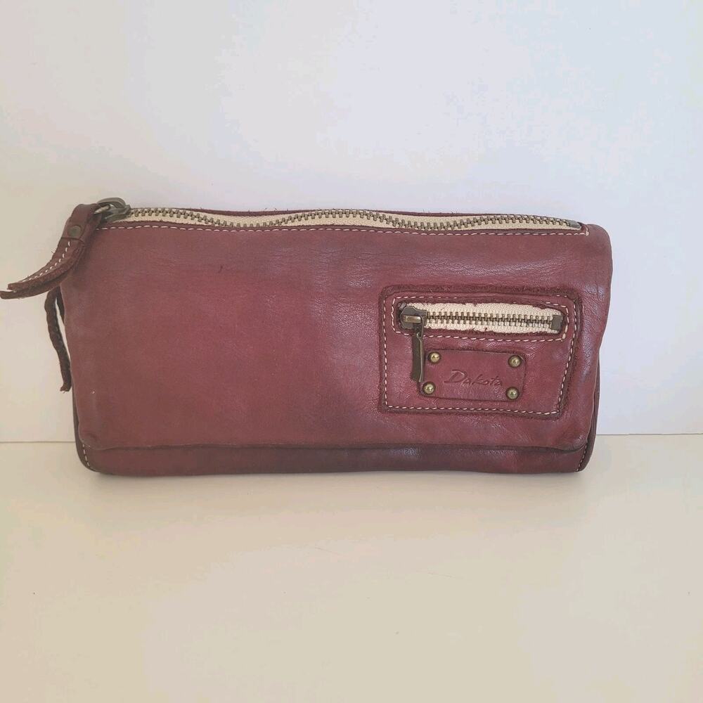 Dakota Leather Envelope Wallet Burgundy Red Boho Continental Rustic Large Soft